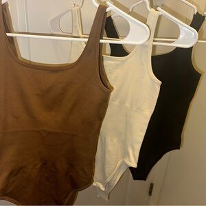Women's Ribbed Tank Tops - Brown, White, and Black